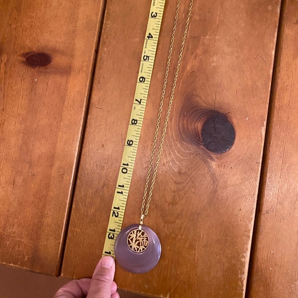 Lavender Jade Donut Bead with Gold Accent and Gold Chain - Picture 6 of 8